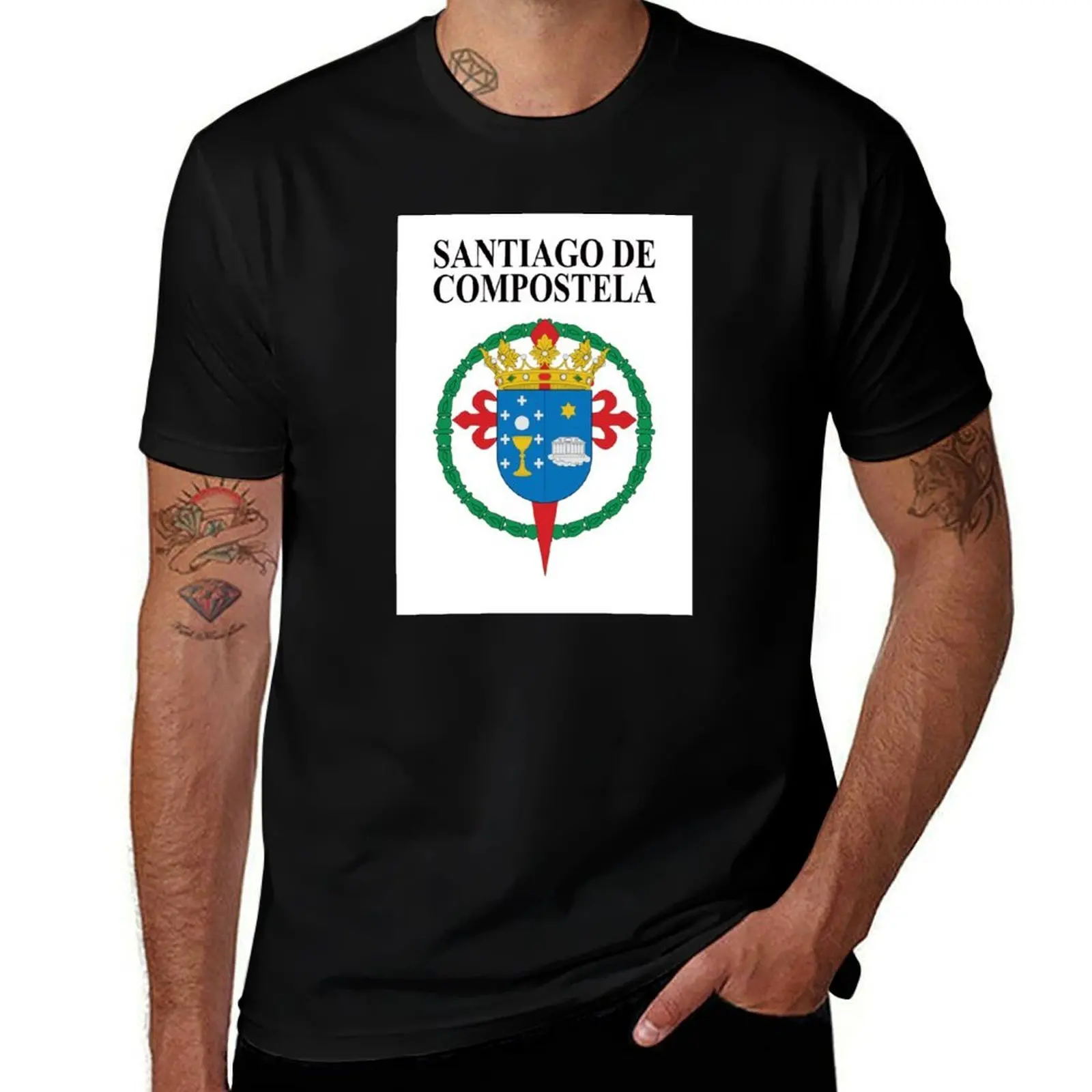 065_2A - SANTIAGO DE COMPOSTELA - COAT OF ARMS T-Shirt Utility Casual Work T-Shirt