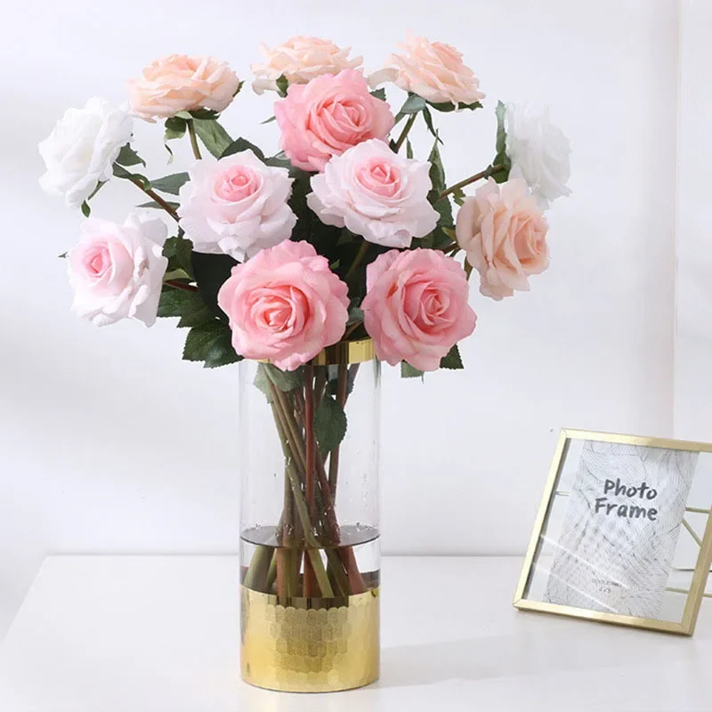 

7-Pack Latex Rose Artificial Flowers Real Touch Wedding Bride Bouquet Home Decor Table Decoration Accessories Room Decor