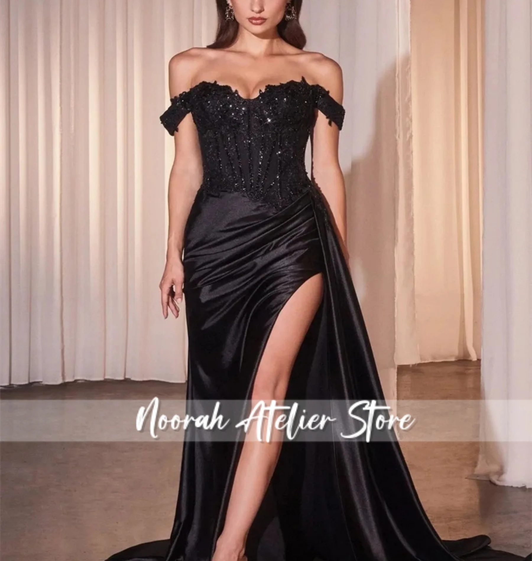 New Champagne Sparkly Off Shoulder Luxury High Quality Women Evening Dresses 2025 Sexy Wedding Long Party Gown Customized