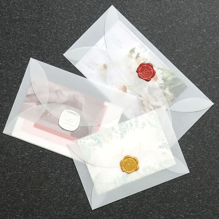 50pcs Petals Blank Translucent Envelope Sulfate Paper DIY Postcard Card Storage Creative Wedding Festival Invitation Packing