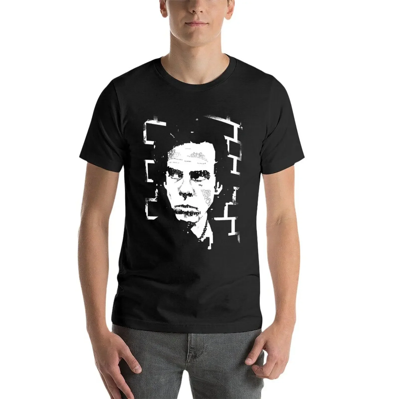 Nick Cave Typographic Portr T-Shirt essential t shirt blue archive slim fit t shirts for men image 4