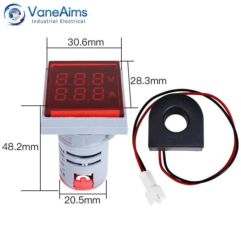 22Mm Ac Led Digitale Voltmeter Ampèremeter AC24-500V 0-100a Spanningsstroom Dual Digital Display Meter Volt Amp Tester Detector