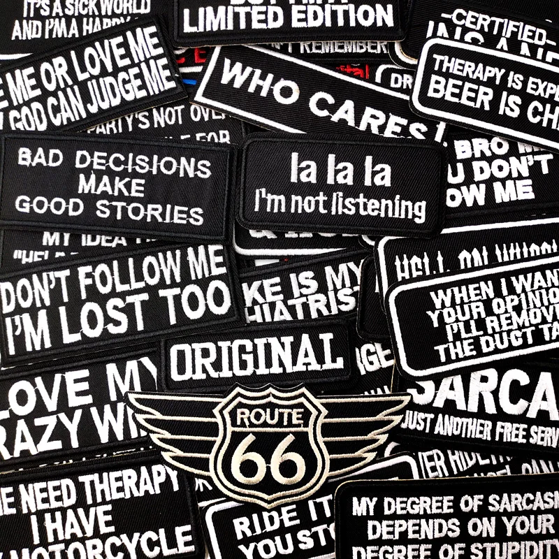 WHO CARES ROUTE 66 Patch Embroidery Applique Ironing Sewing Supplies Decorative Badges For Clothing Accessories LALALA