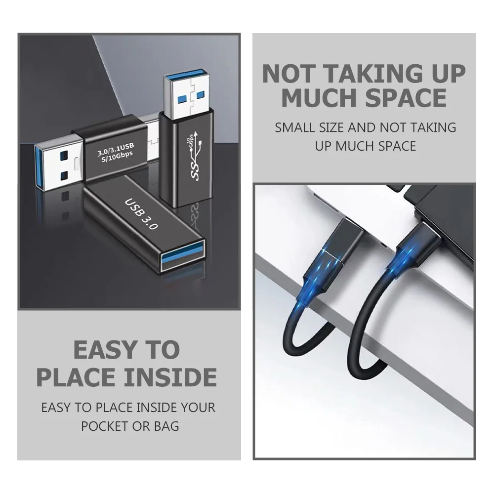 

1Set USB 3.0 Adapter Set Portable Converter Male to Male Female to Female Aluminum Alloy Shell Wear-Resistant Fast Charging Data