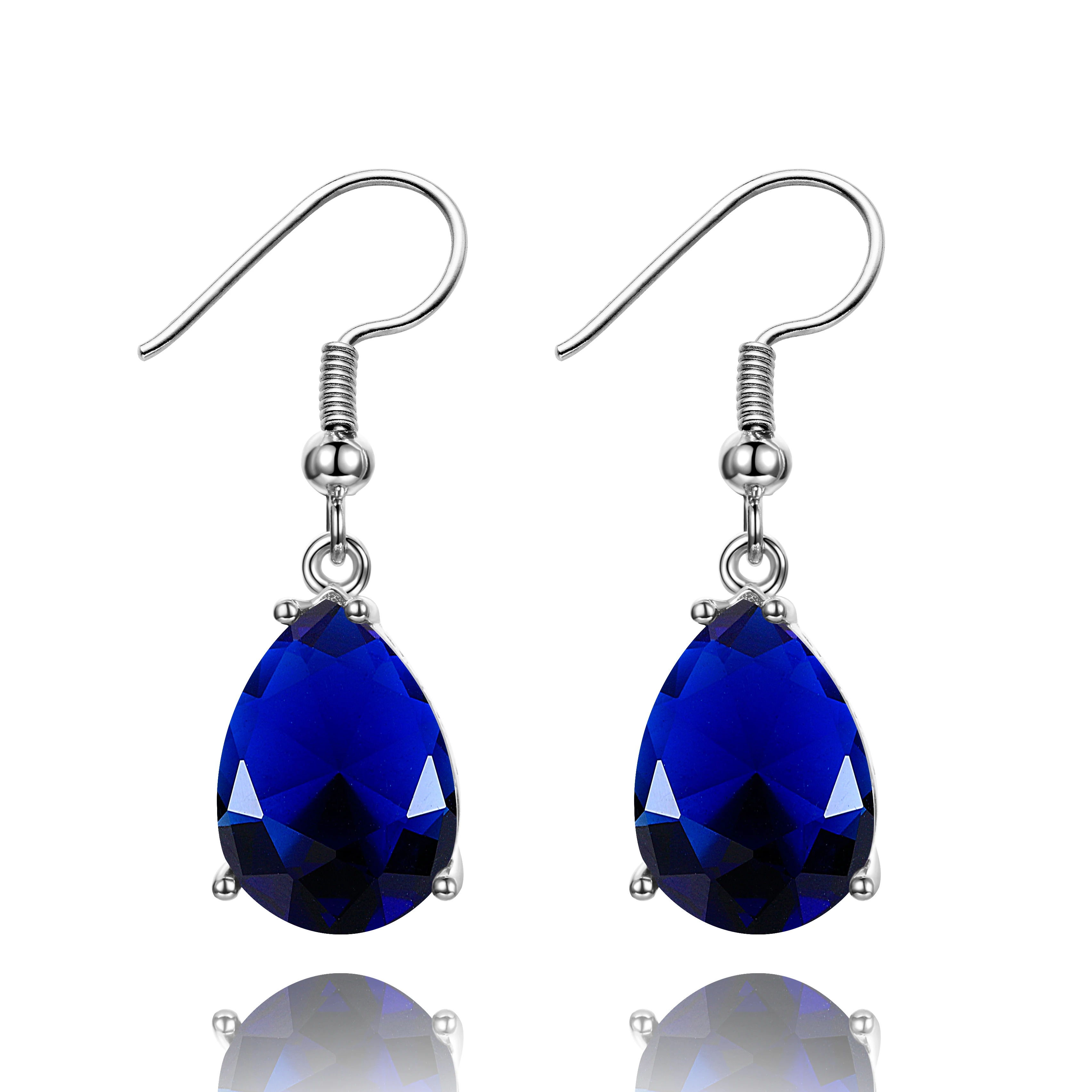 Yeni moda beyaz altın Topaz damla küpe kadınlar için lüks kadın gümüş küpe kraliyet mavi taş takı toptan