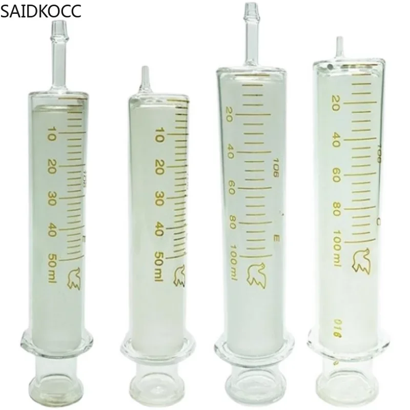 SAIDKOCC Lab Disposable Glass Injection Syringe Glass Liquid Injector Transfer Pipette Sampler