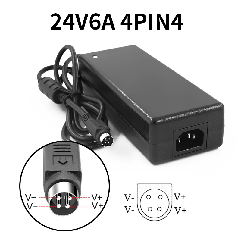 ACアダプター　24v 90W 4ピン 24v 6aから4ピンAC100V-240VからDCへの変換アダプター,フラットパネル