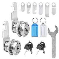 2pk 16mm Cabinet Locks w/ Keys & 6 Plates - For Mailboxes, Drawers & Cupboards