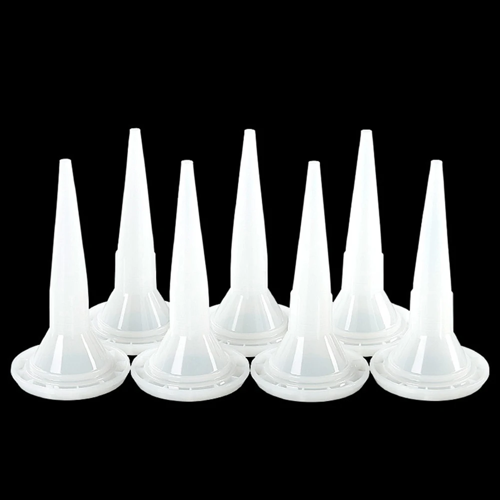 10pcs Caulking Nozzle Structural Glue Nozzle Universal Glue Tip Mouth Sealant Silicone Caulking Tips Replacement Parts Plastic