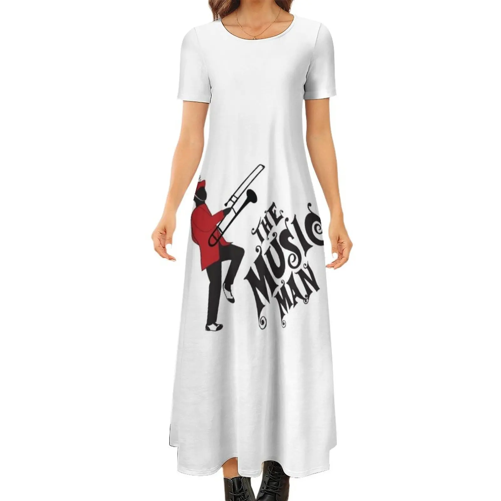 

The music man musical Round Neck Short Sleeve Dress Elegant gown summer dress summer women"s suit