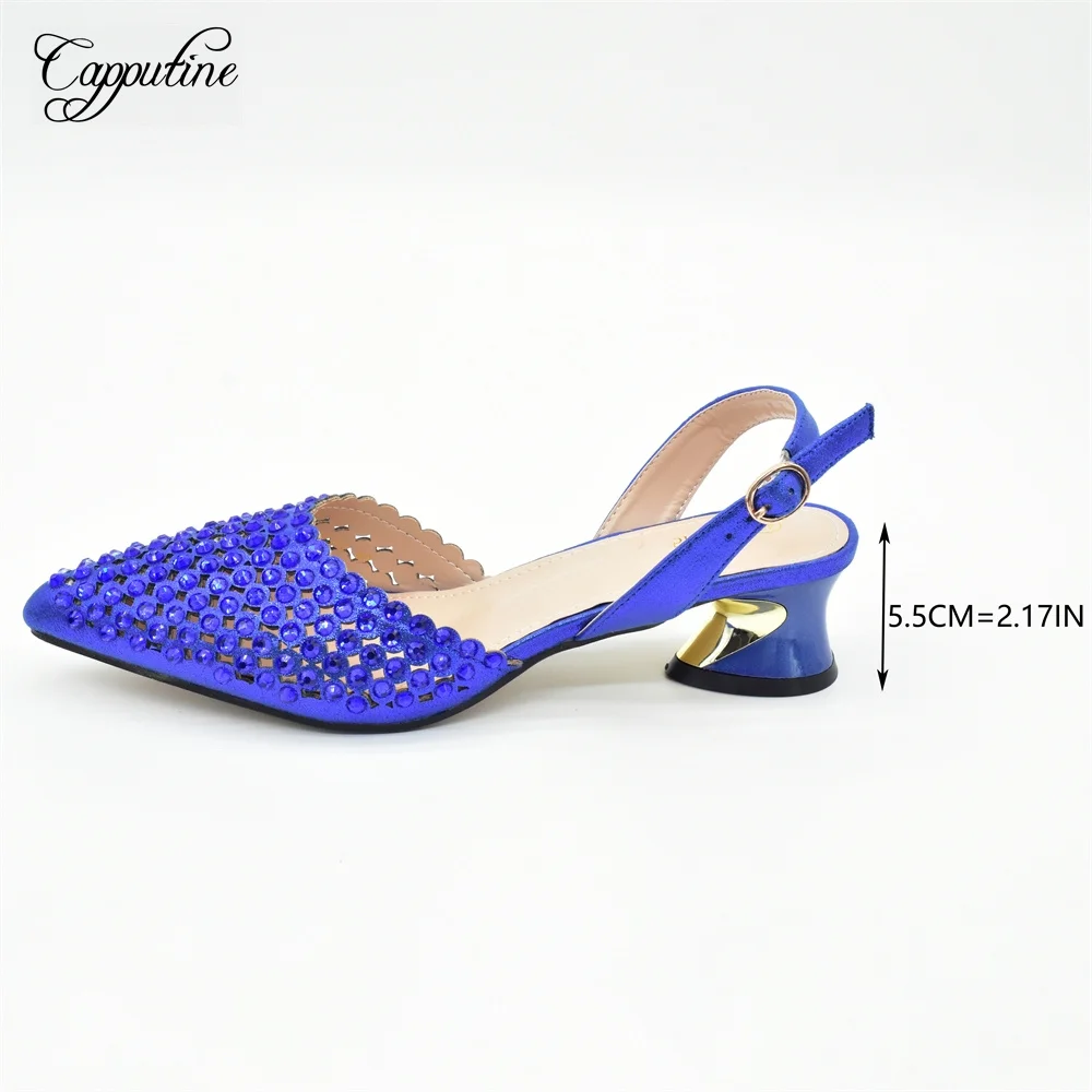 Royal Blue Women Shoes And Bag Set Luxury African Ladies Pumps Match With Handbag Sandals Clutch Escarpins Femme Sandales 938-84