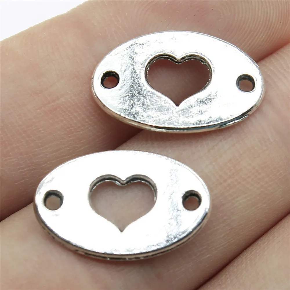 WYSIWYG 10 Stück 13 x 20 mm, 2 Farben, Herz-Verbinder, Charms-Anhänger für DIY-Schmuckherstellung, handgefertigter Schmuck, Bastelzubehör
