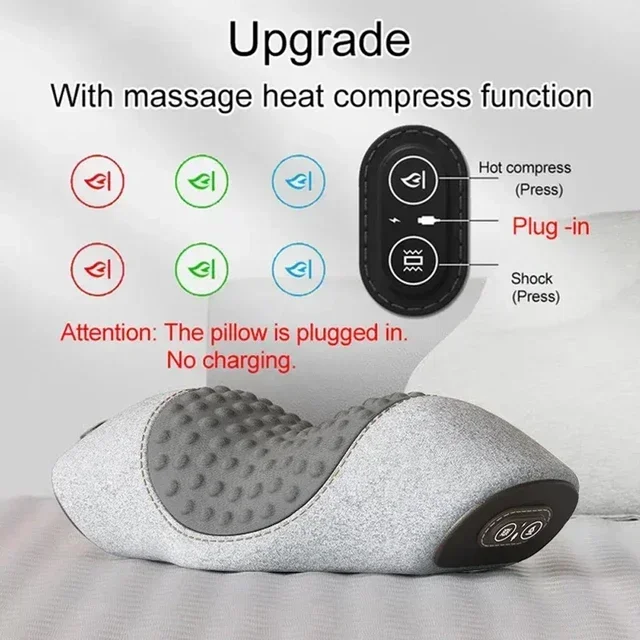 Electric Neck Massager Cervical Pillow Heating Vibration Massage Back Traction Relax Sleeping Memory Foam Pillow Spine Support