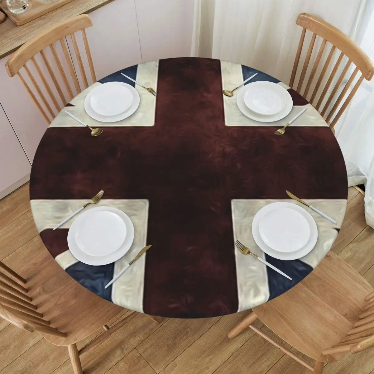 Union Jack Flag Of The UK Waterproof Round Tablecloth Oilproof Table Cloth for Kitchen Events Dining Table Cover