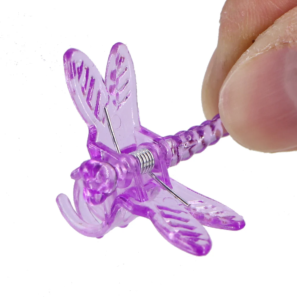 

100pcs Dragonfly Style 4-Claw Plant Clips Orchid Flowers Support Clamp Climbing Vine Stem Clasp Tied Bundle Branch Garden Tools