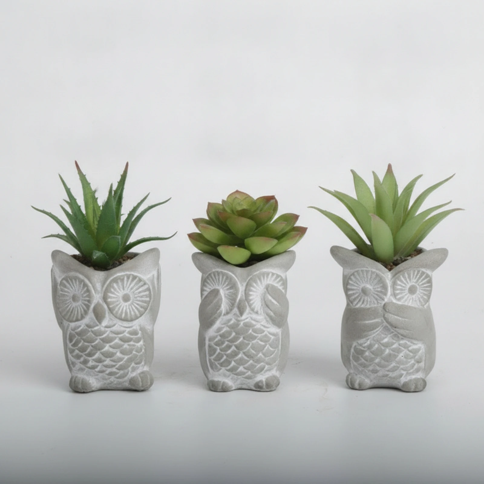 3 Pieces Owl Planter Decorative Owl-Shaped Planter Plant Container Indoor Adorable for Desk, Windowsill