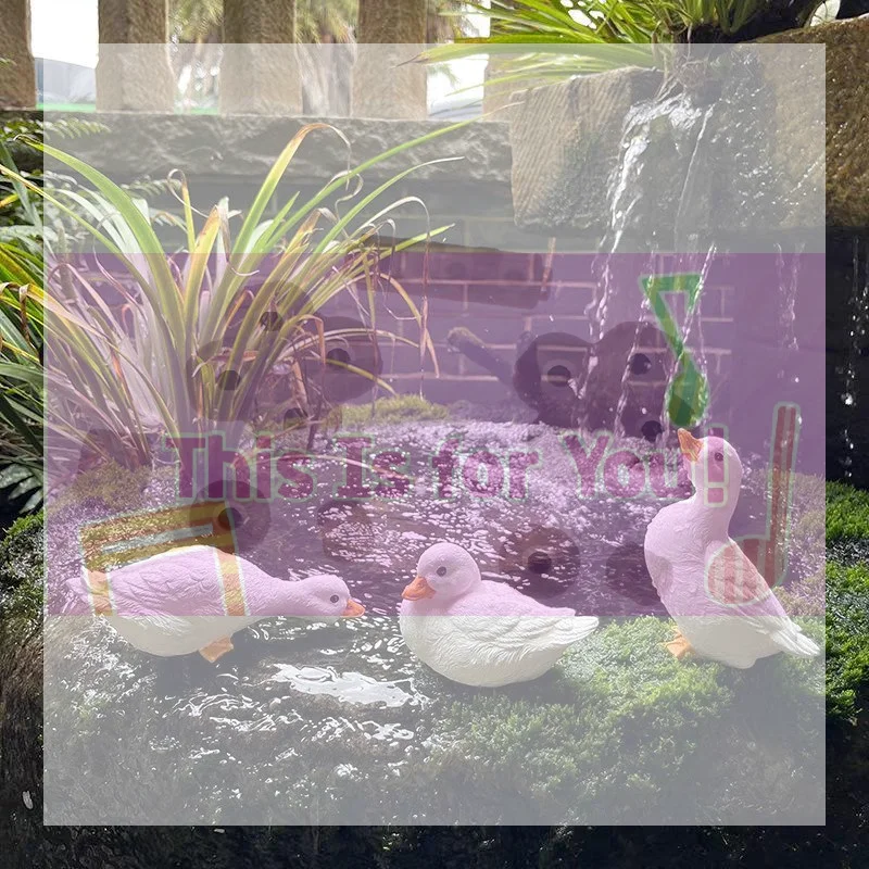 【MA】3pcs Cute White Duck Hydroponic Lotus Flower Pot Retro Resin Statue Outdoor Sculpture For Home Office Desk Garden Decor