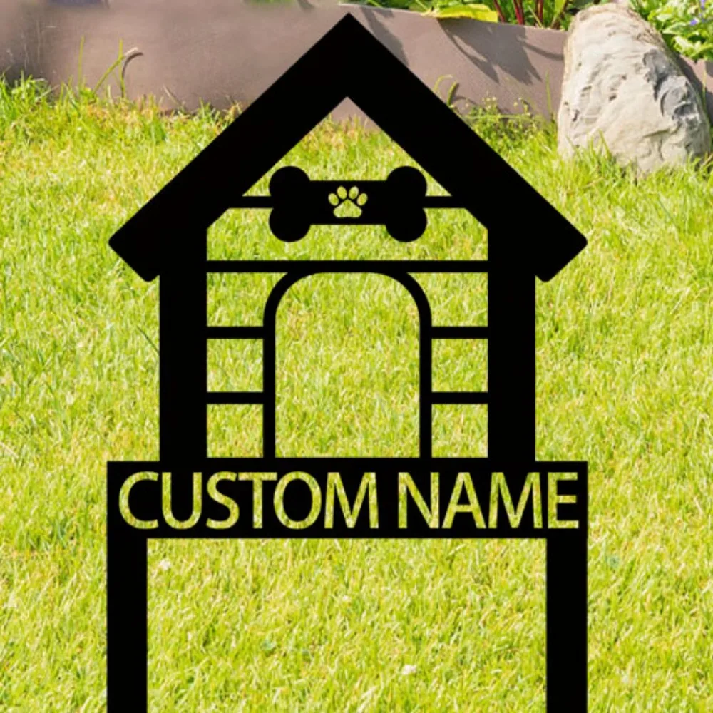 Charming Personalized Dog House Address Sign Boasting Custom Name Metal Pet Plaque Perfect for Stylish Home Office Adornment