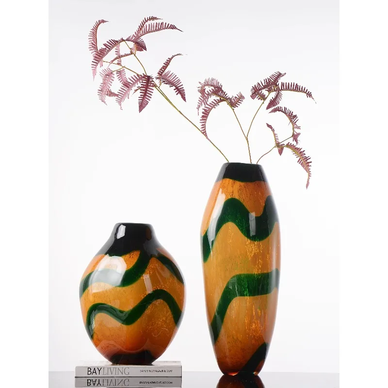 Lake water green streamer high luxury simple Chinese style glazed vase