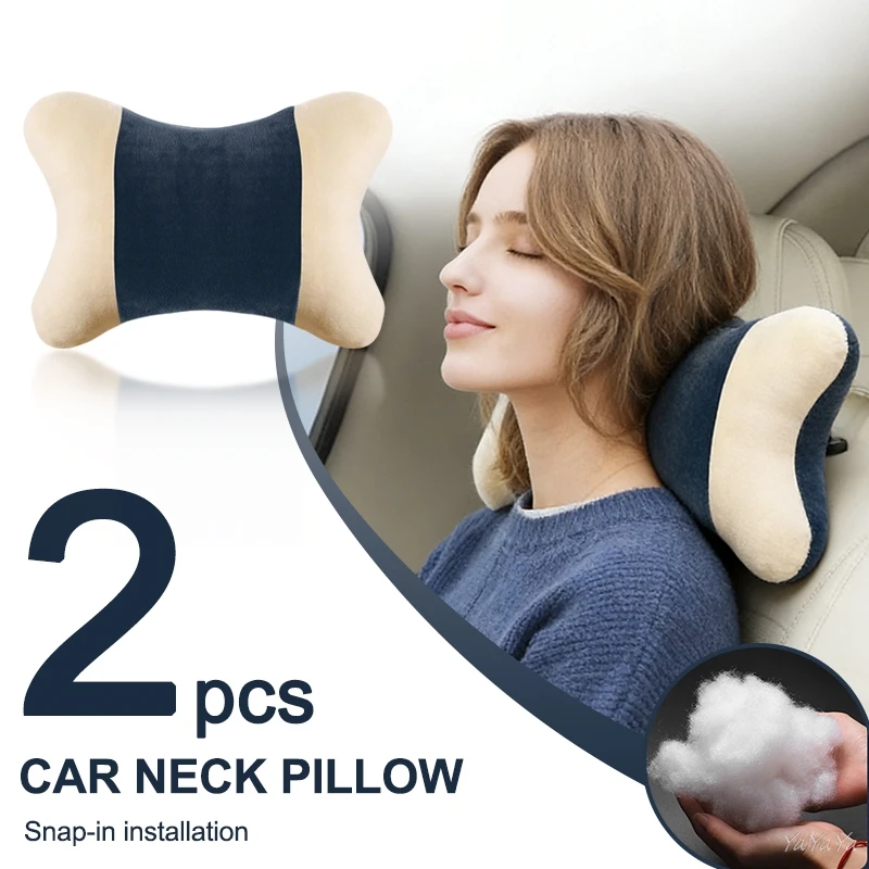 

Car Neck Pillow Soft Breathable Universal Seat Headrest Comfortable Lumbar Support Snap-in Installation Car Interior Accessories