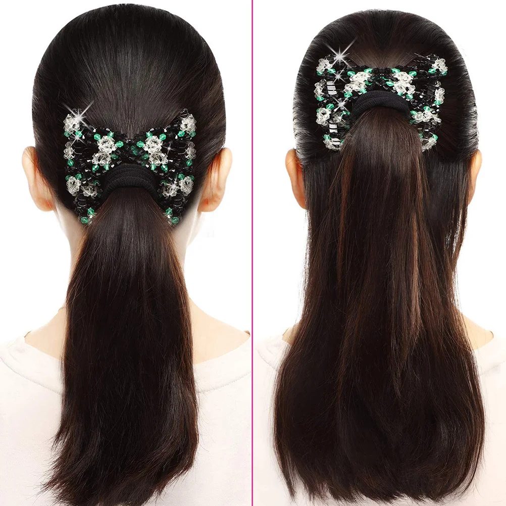 

4pcs Beads Double Comb Clip Stretchy Slide Durable Steel Hair Accessories For Women Girls (Random Style) Comfortable Flat Design