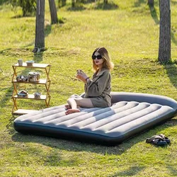 Camping Air Cushion Bed Inflatable Mattress with Built-in Pillow Household Interior Air Mattress PVC Foldable for Camping Travel