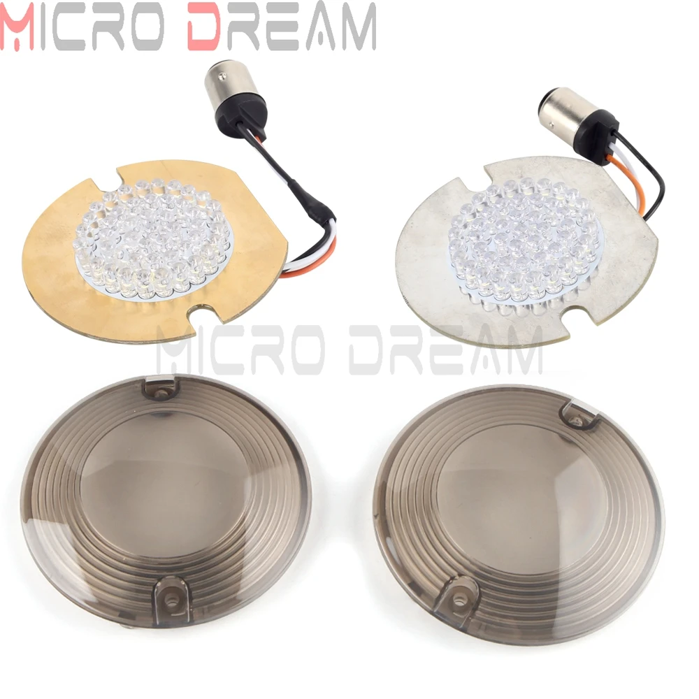 For Harley Touring Electra Glide Road King Heritage Softail Motorcycle Rear Front LED Turn Signal 1157 Bullet 3\'\' Inserts Light