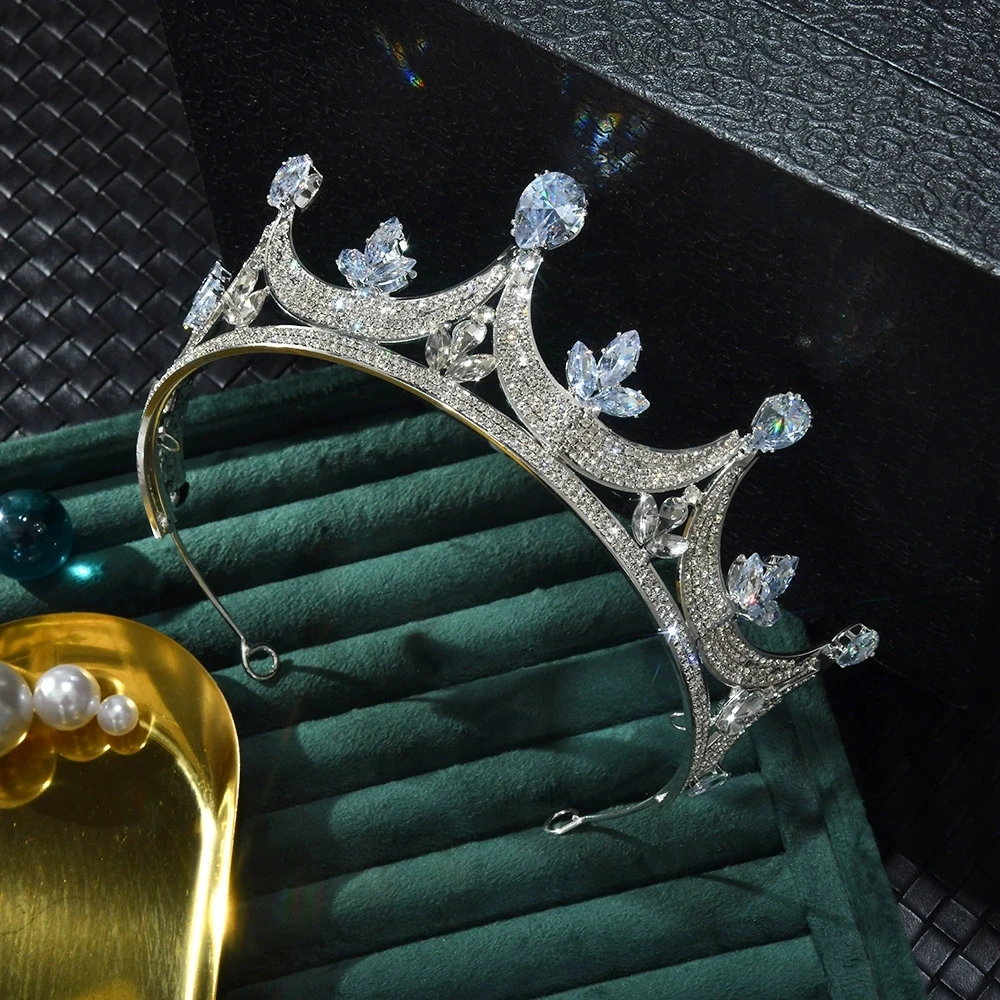 

Новый высококачественный дизайн кубической луны, корона для волос, стразы, диадемы, свадебное платье, свадебные аксессуары, украшения для волос