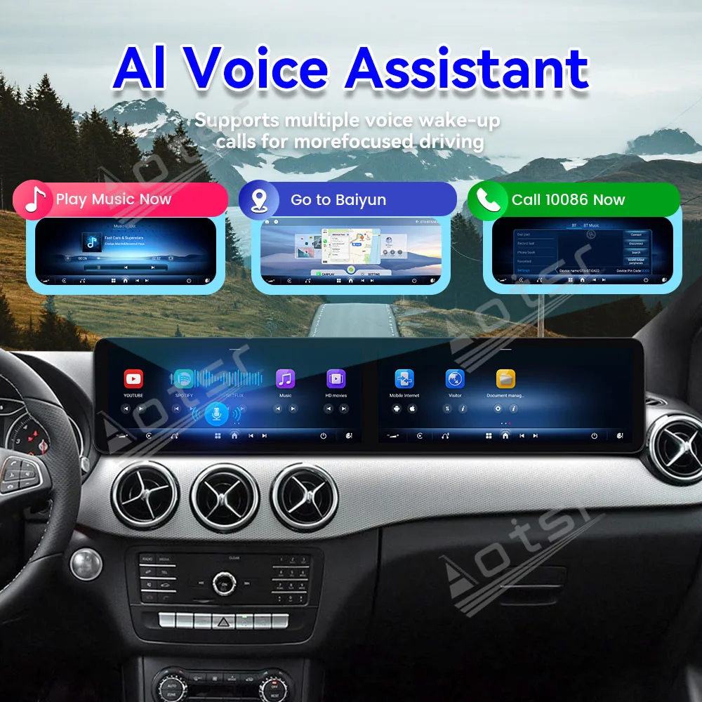 

12,3-дюймовый HD автомобильный радиоприемник с двойным экраном для Mercedes Benz B 2014-2019, автомобильный мультимедийный видеоплеер, GPS-навигация, Carplay Unit DSP BT