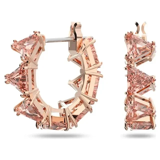 2024 Original  Stainless Steel Earrings Necklace Bracelet Ldyllia Pink Zircon Crystal Women's Jewelry with Logo