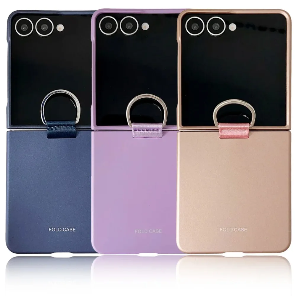 Funda de teléfono lujosa mate agradable a la piel con anillo para Samsung Galaxy Z Flip 7 6 5 4 3 cámara a prueba de golpes protege la contraportada