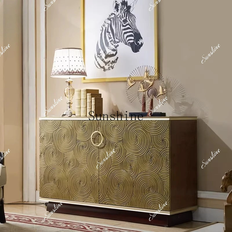 

Simple modern American light luxury dining side cabinet solid wood entrance cabinet FT