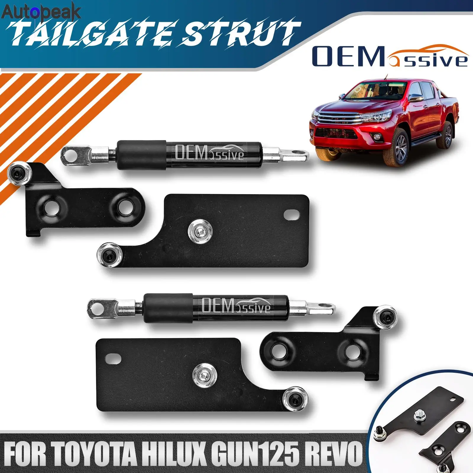 Arka sol sağ bagaj kapağı Struts Damper yavaş aşağı destek çubuğu Toyota Hilux GUN125 GUN126 Revo 2015 ‑ 2020 için yedek tutucu