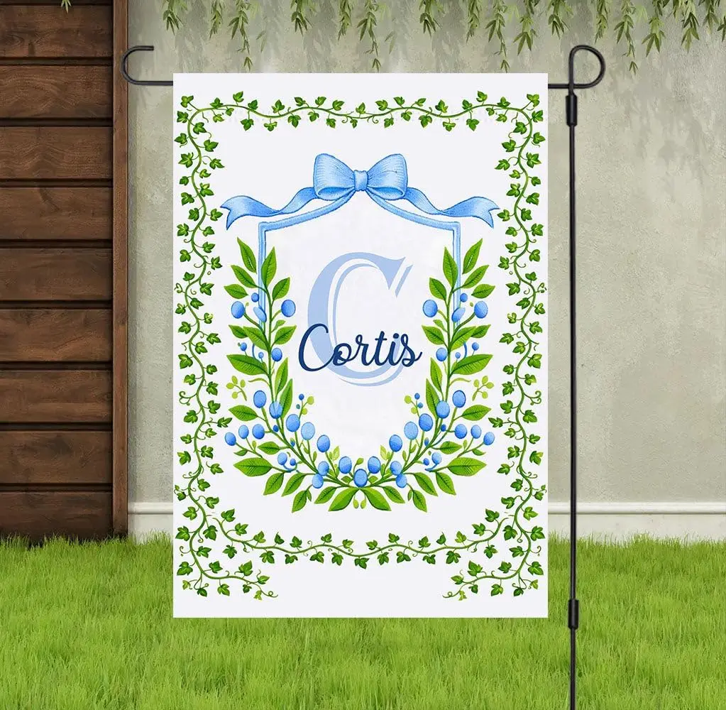 Personalized Garden Flag - Custom House Flag - Monogrammed Banner - Chinoiserie - Preppy Decor - Ginger Jars - Leopard - Blu AAS