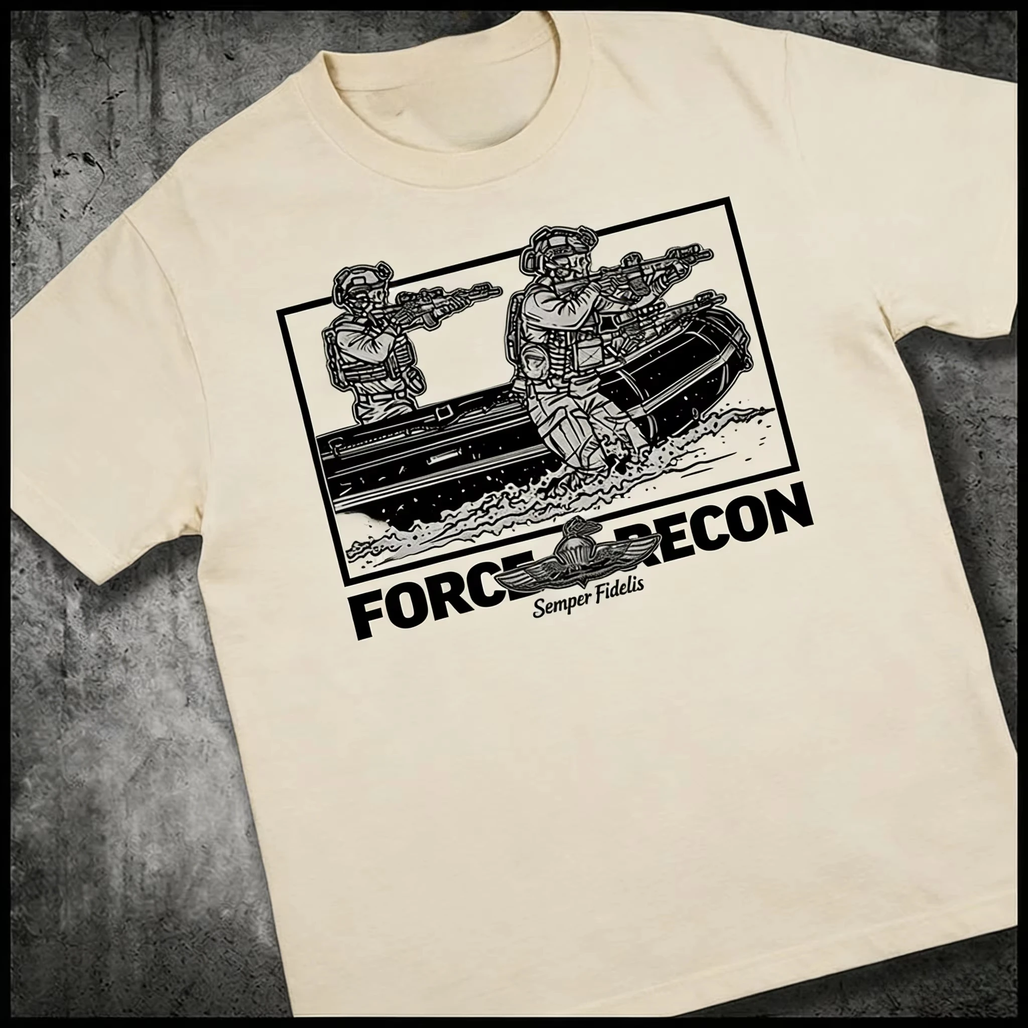 2026 New Navy Marine Special Reconnaissance Tactics Fan-shaped High-Quality Men's Round-neck Short-Sleeved Loose-Tee Shirt