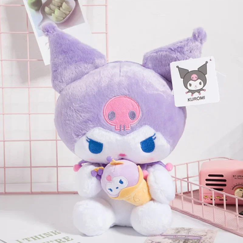 Sanrio Kuromi – poupée en peluche de dessin animé, 30cm, oreiller doux, jouet, ornements de chambre, cadeau d'anniversaire et de noël pour enfants