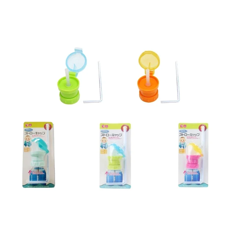 Colorful No Spill Silicone Water Bottle Cap for Kids & Adults Toddler Water Bottle Toppers Portable Water Bottle Straw