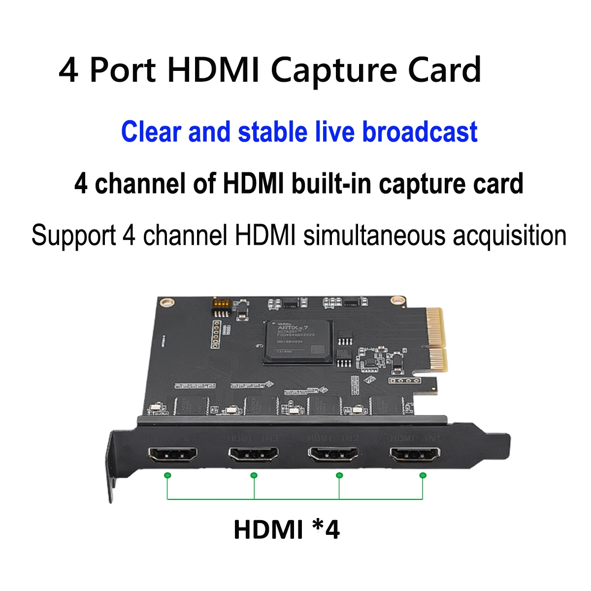 IOCREST 4 Channel HDMI-compatible PCIE Video Capture Card 1080p 60fps OBS Wirecast Live Broadcast Streaming Adapter Quad Ports