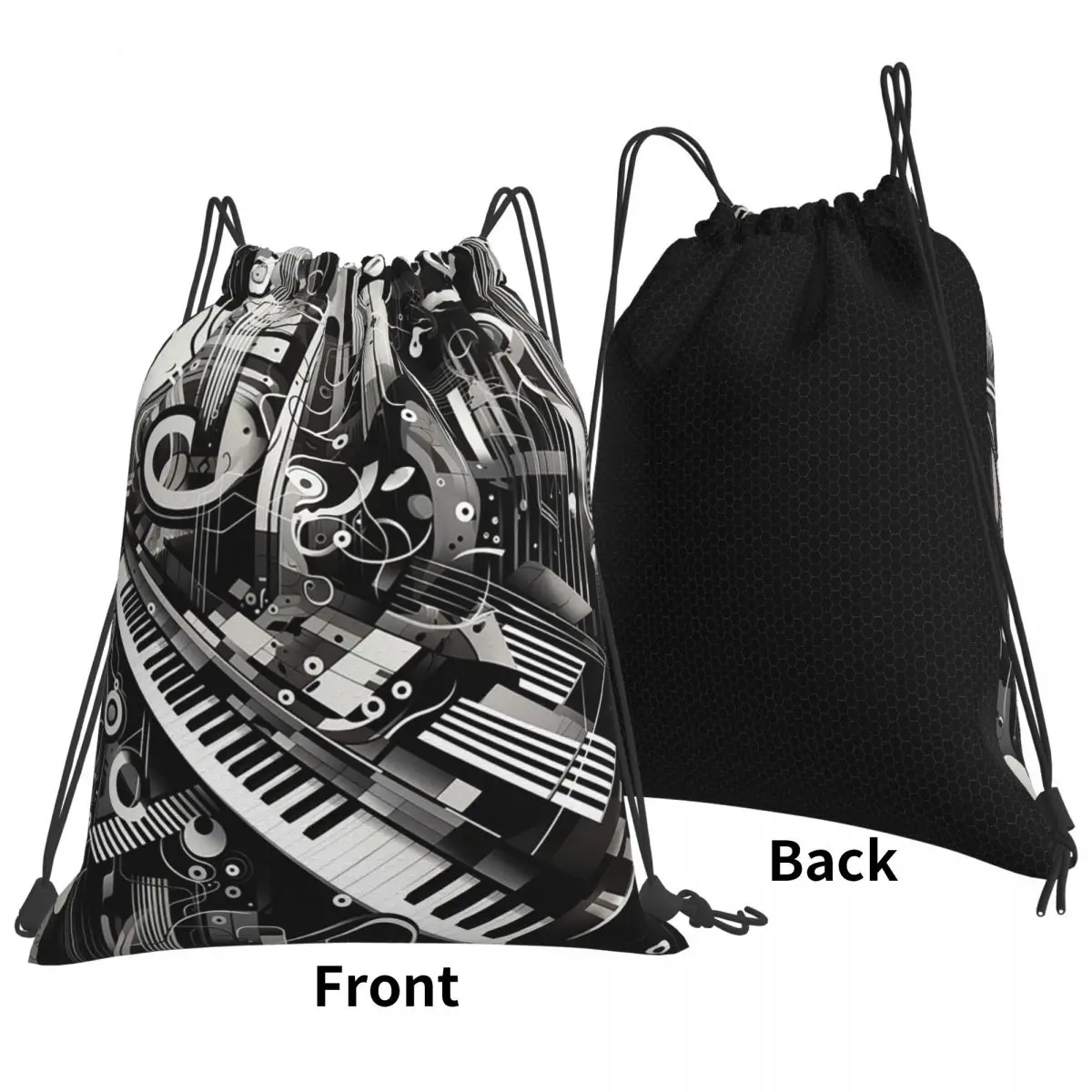 Music Notation Musical Notes Backpacks Fashion Drawstring Bundle Pocket Sundries Bag Book Bags for Travel School
