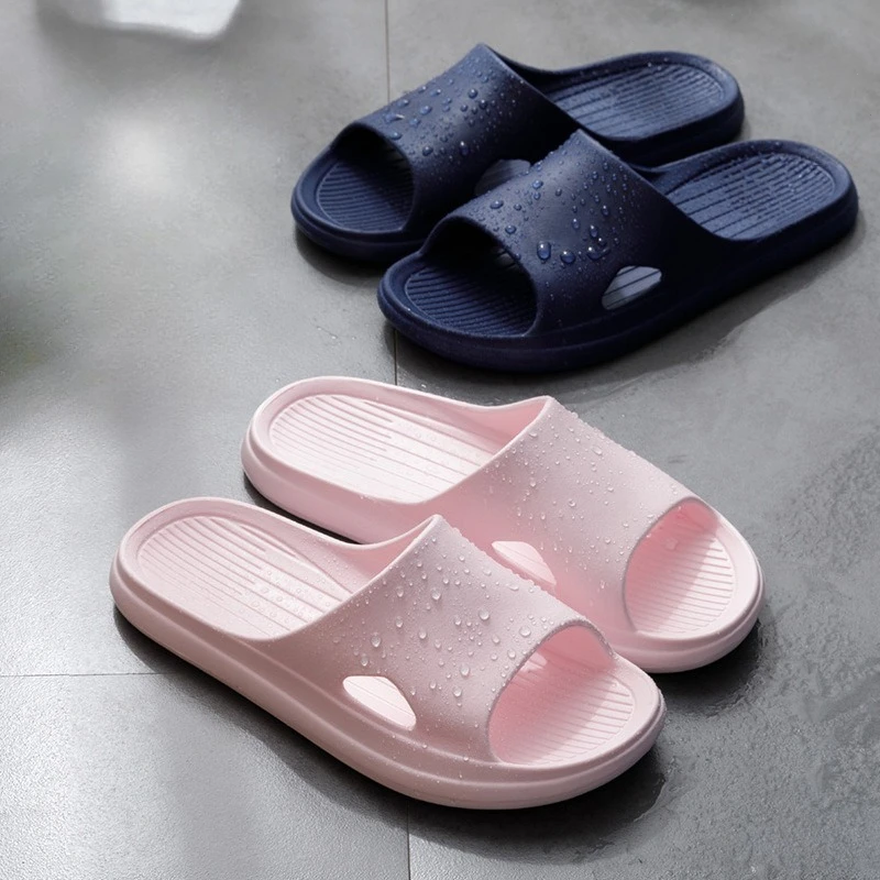 

Женские нескользящие тапочки для ванной комнаты, летние сандалии для пар, нескользящие мягкие домашние однотонные мужские тапочки с защитой от запаха