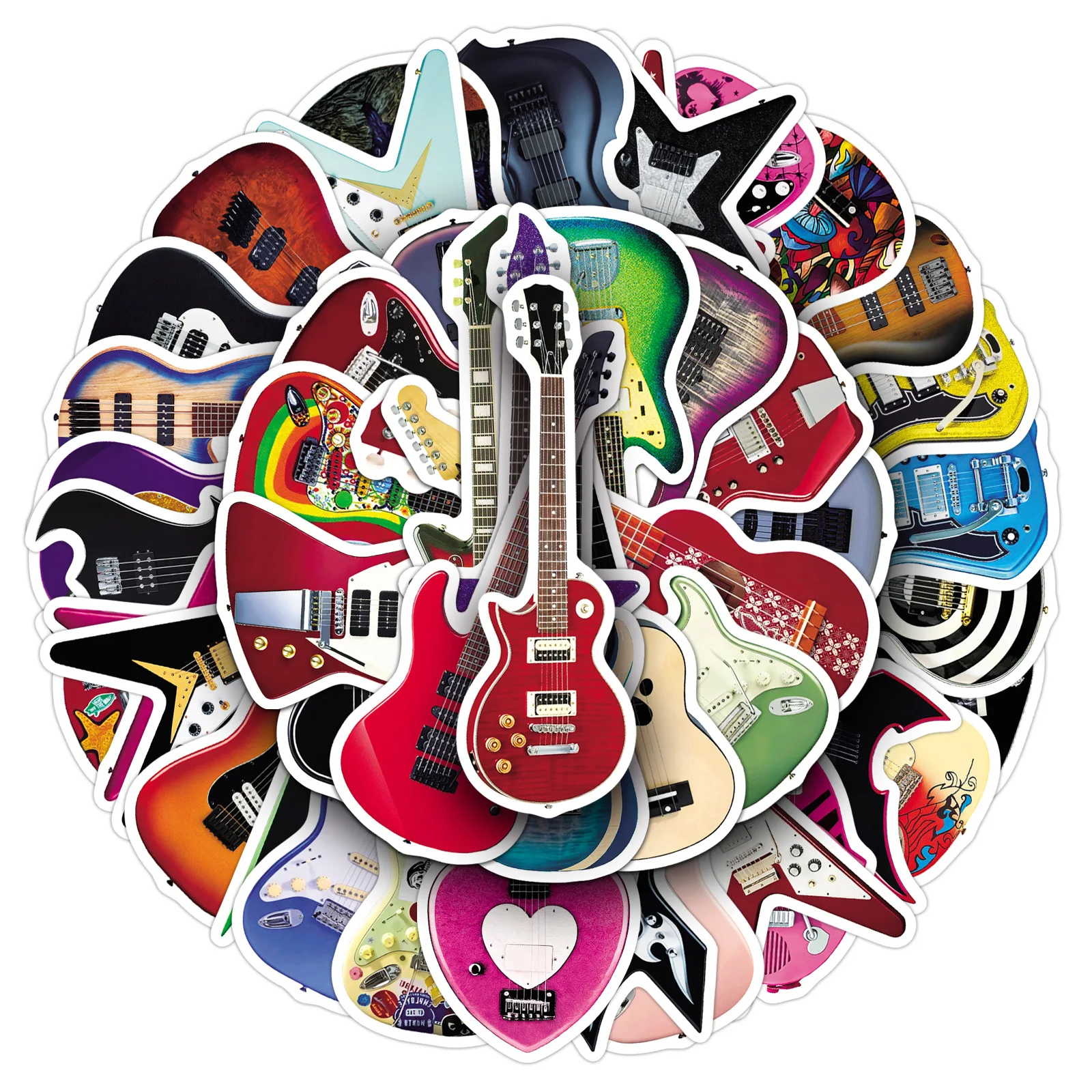 50 pçs dos desenhos animados instrumento musical guitarra adesivo personalizado criativo diy copo isolado portátil scooter motocicleta graffiti decalque