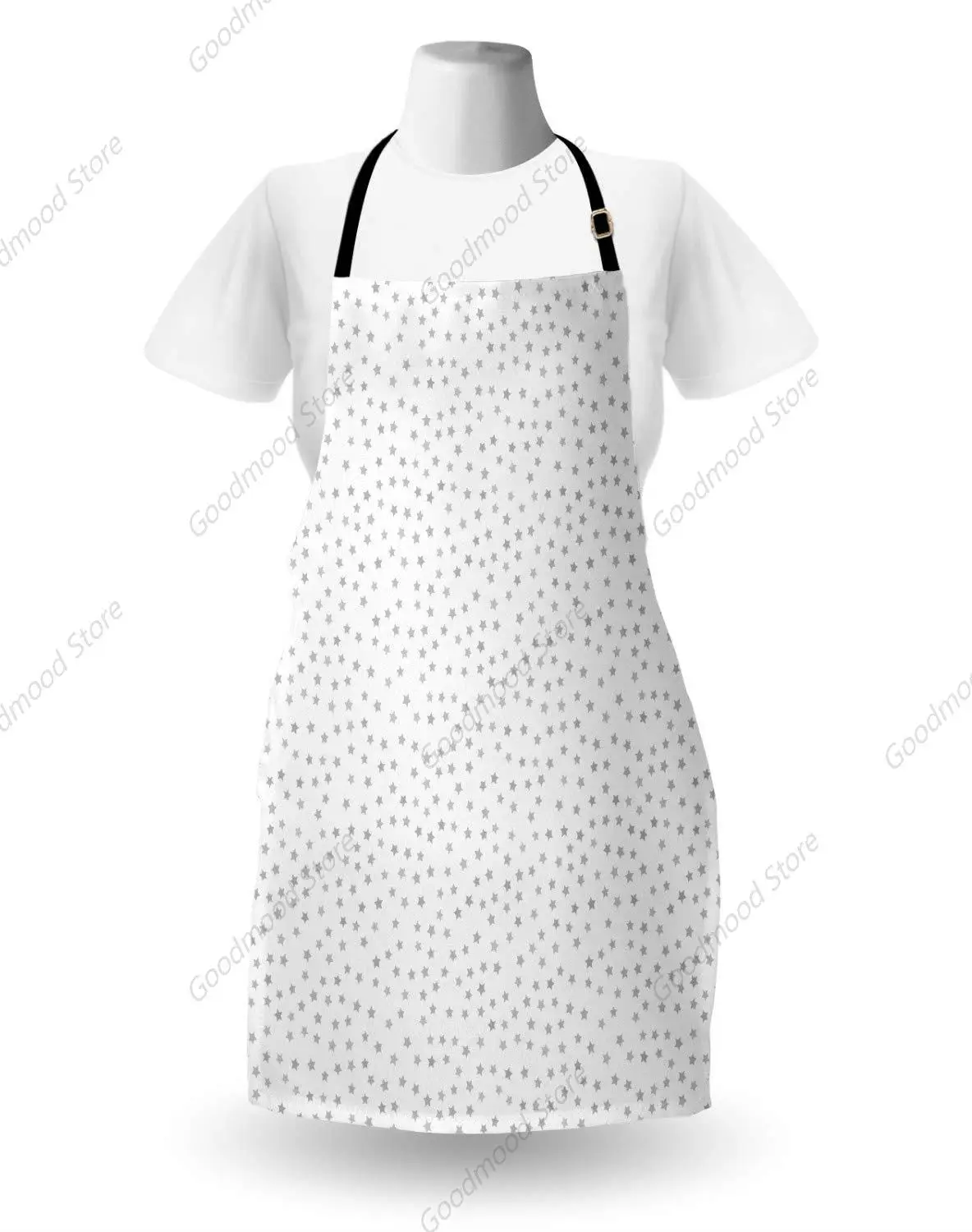 Geometric Apron Sky Little Five Pointed Star on Plain Backdrop, Unisex Kitchen with Adjustable Neck for Cooking Adult Size