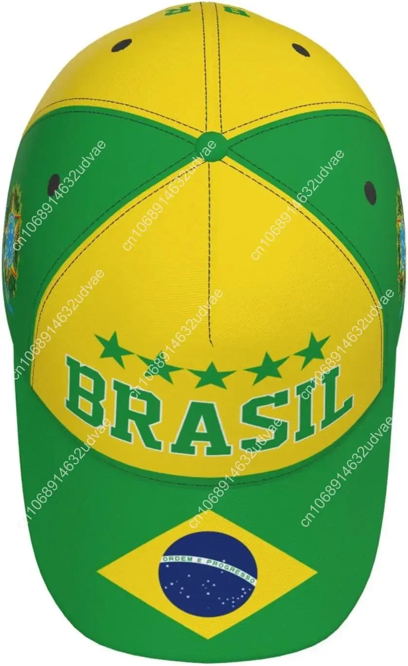 Czapka z daszkiem Brazylia Flaga Brazylijska 5 Gwiazdek Brasil Bejsbolówka Pełny Nadruk Dorosły Męski Kapelusz Patriotyzm Podpierający Czapki Piłkarskie Czarna