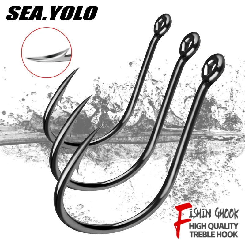 Sea.Yolo 100 Pcs/Box High Carbon Steel Fishing Hook Ringed Barbed Soft Hook Crucian Carp Bass Salmon Hook  Fishing Accessories