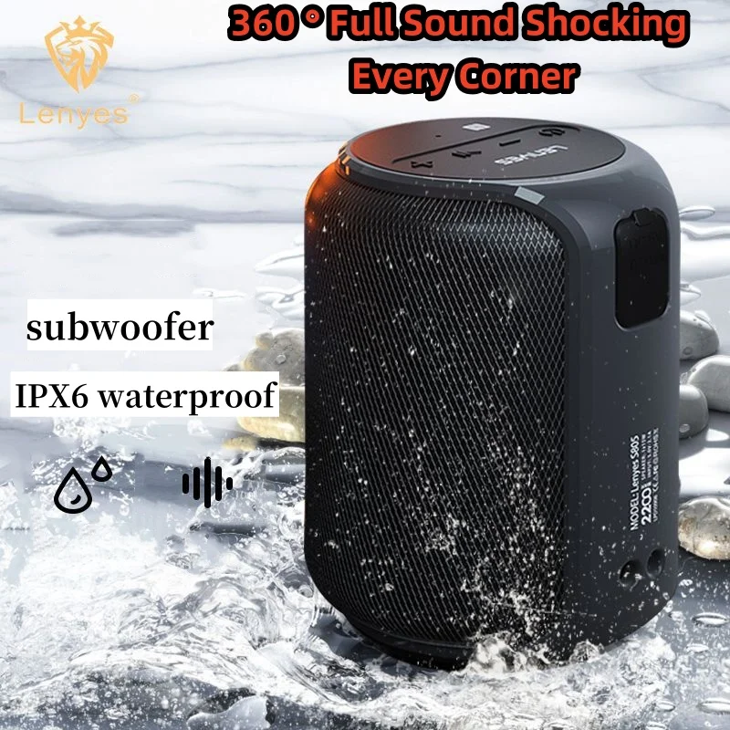 

IPX6 Wireless Bluetooth Speaker High Power Subwoofer Outdoor Waterproof and Dustproof 360 Degree Surround Stereo Sound System