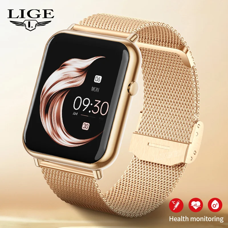 

LIGE 2023 Fashion Smart Watch Women Call Reminder Blood Pressure Clock Body Temperature Sport Bracelet Waterproof Smartwatch Men