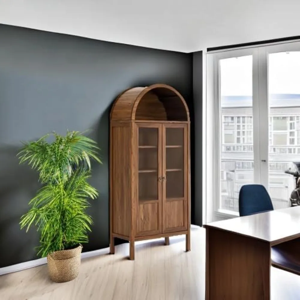 

Tessa Tall Arched Storage Display Cabinet, Walnut