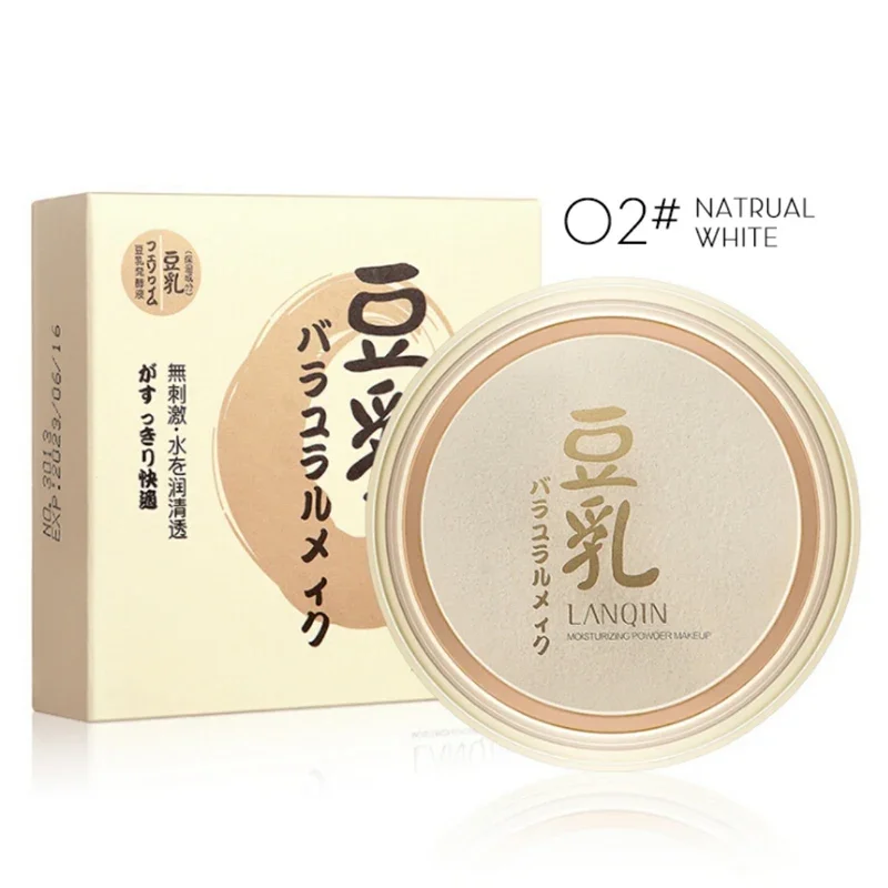 Mineral นมถั่วเหลือง Pressed Powder Long Lasting Oil Control Face Foundation กันน้ําไวท์เทนนิ่งคอนซีลเลอร์แต่งหน้าธรรมชาติ