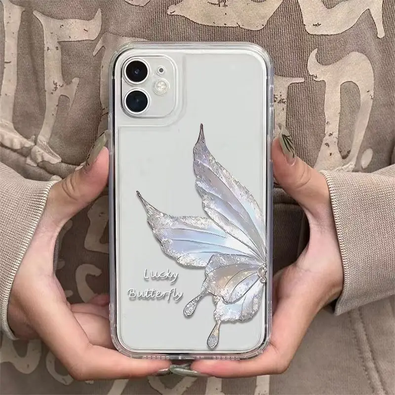 Butterfly Phone Case For iPhone 16 15 14 13 12 11 Pro XS MAX 7 XR 8 7 Plus Clear Cover Fundas