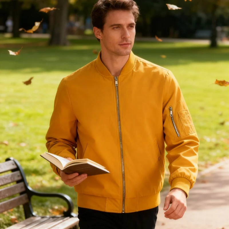 

Осенне-зимняя мужская повседневная куртка на молнии с воротником-стойкой, спортивное пальто на открытом воздухе, ветровка, куртка для мужчин, водонепроницаемый бомбер